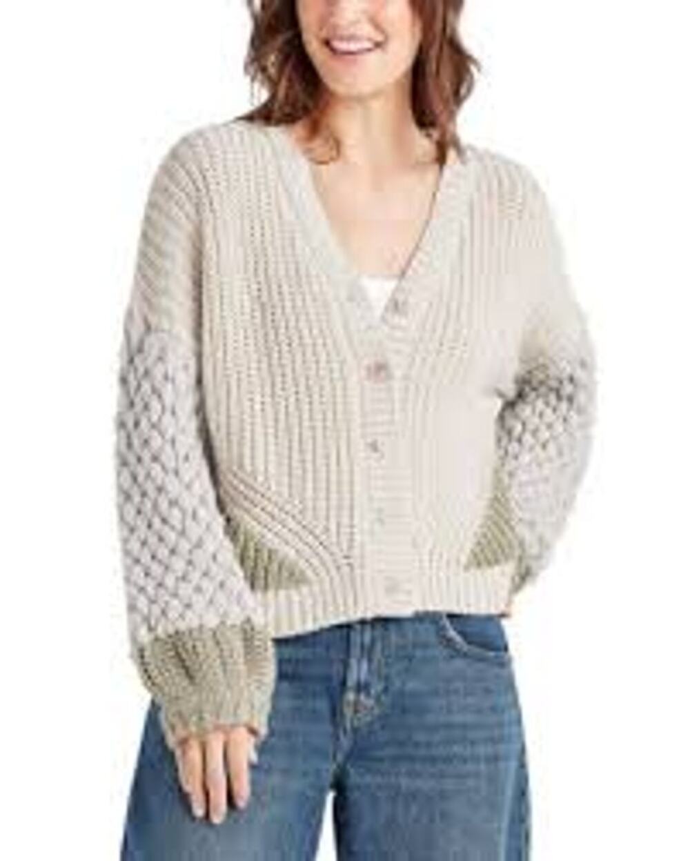 Splendid Margo Chunky Knit Cardigan Women's Size XS Gray Oatmeal Wool Grandpa